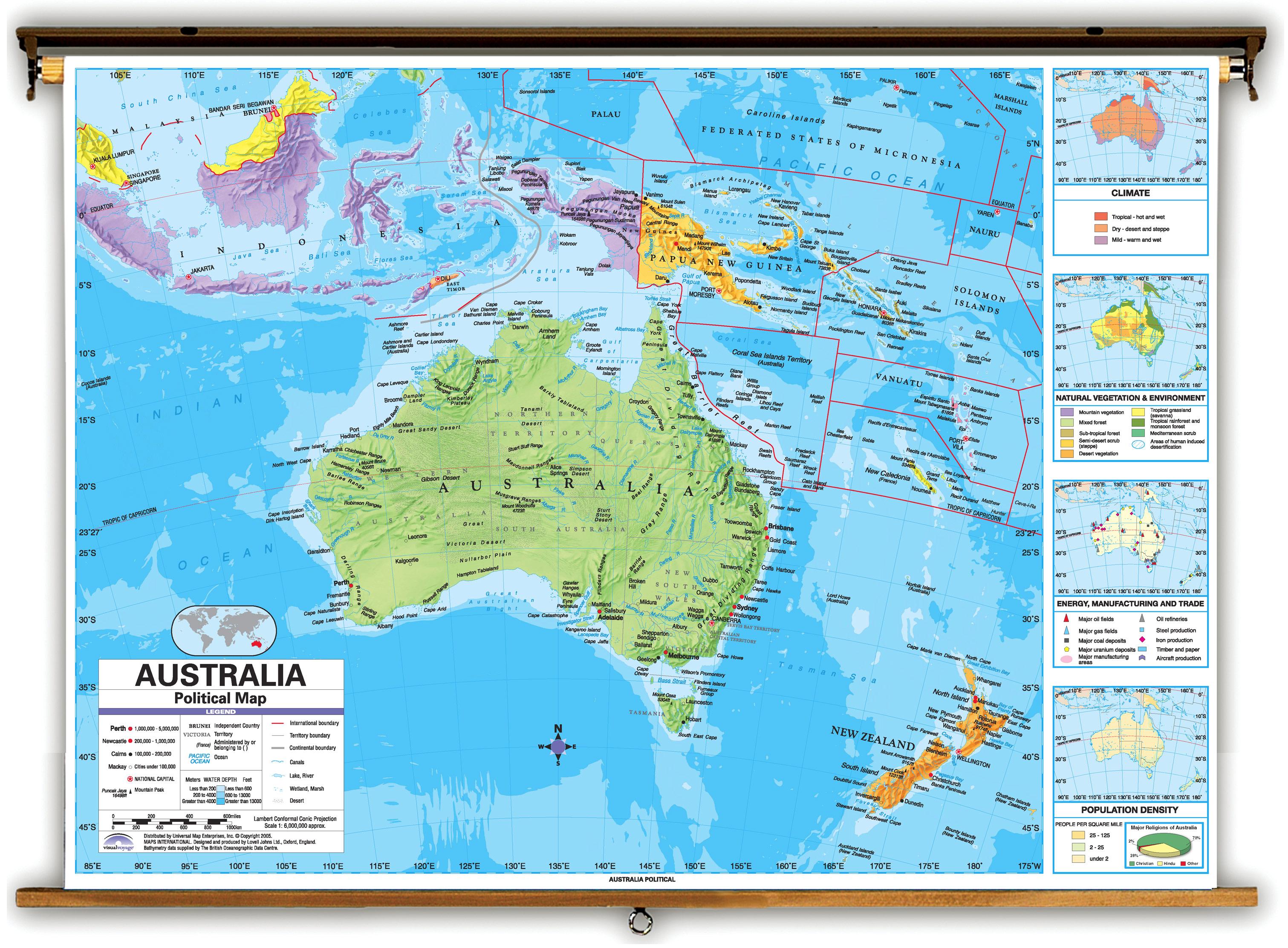 Mapa da Austrália e países vizinhos, Austrália e países vizinhos mapa ( Austrália e Nova Zelândia - Oceania)