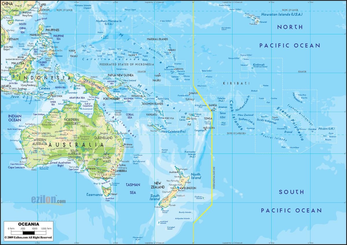 mapa da Austrália ilhas