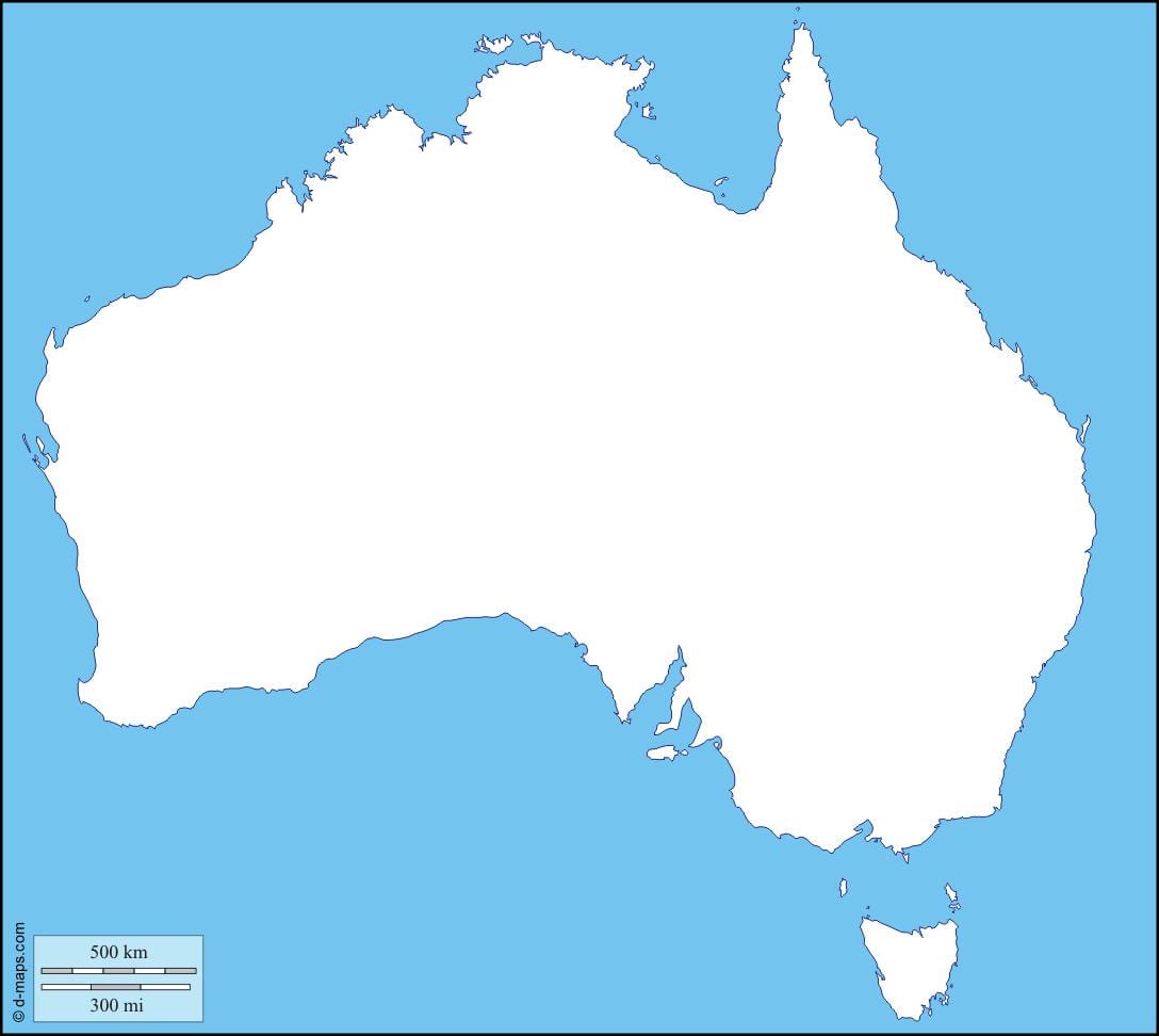 mapa da Austrália de estrutura de tópicos
