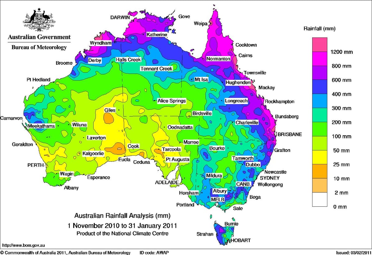 o mapa de meteorologia da Austrália