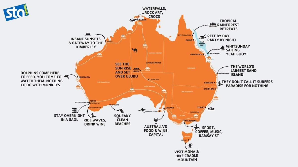 mapa da Austrália praia