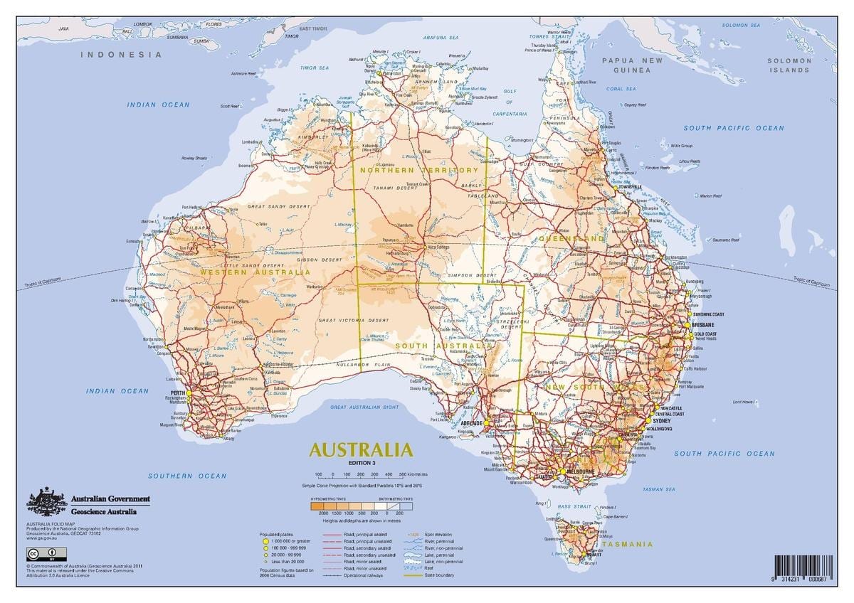 mapa da Austrália transportes