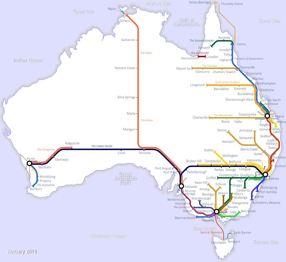 Australiano trens mapa