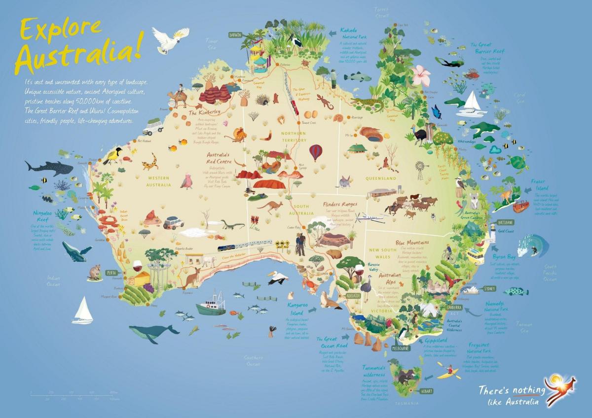 mapa turístico da Austrália