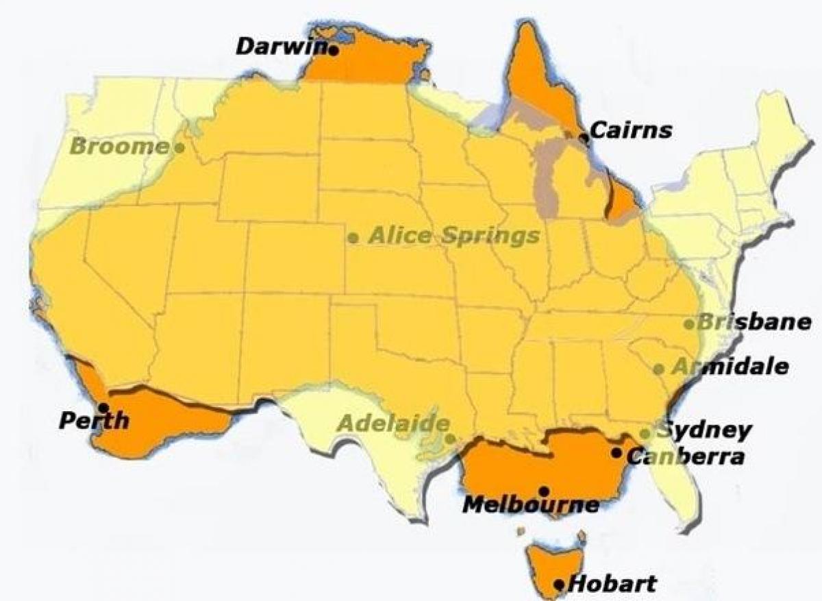 Da austrália para a américa do mapa
