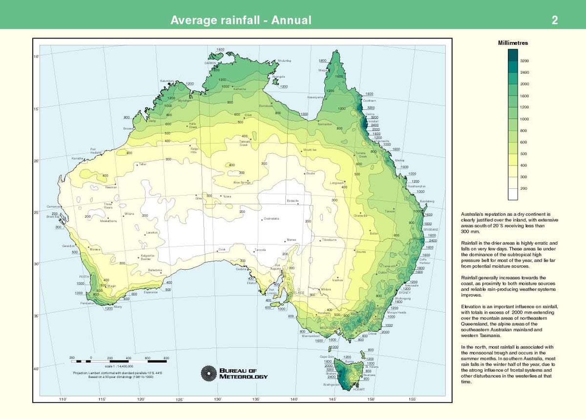 Australiano chuva mapa