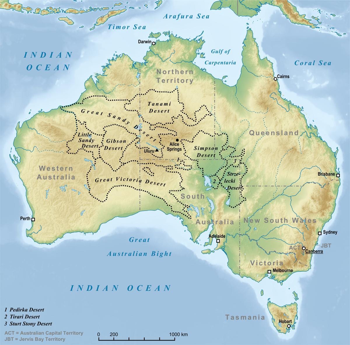 deserto da Austrália mapa