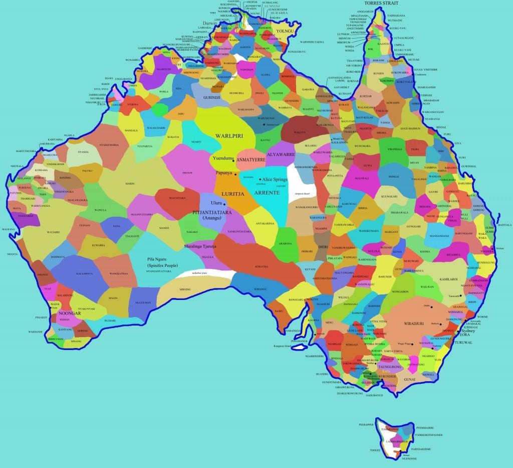 mapa de indígenas da Austrália