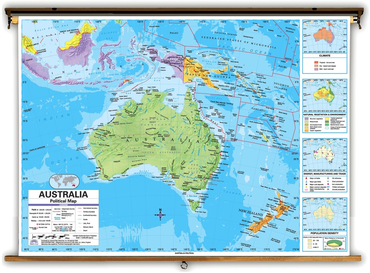 Austrália e países vizinhos mapa