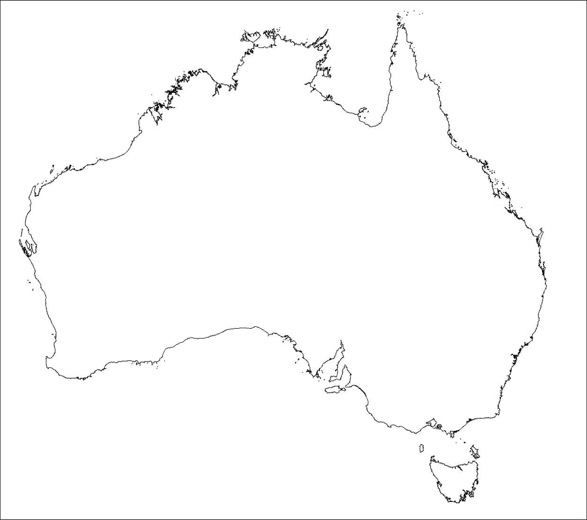 Austrália mapa em branco