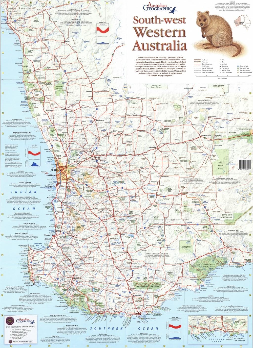 mapa do sul da Austrália ocidental