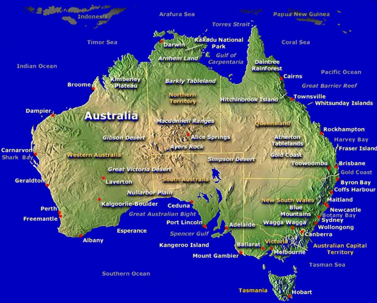 mapa da Austrália mapa