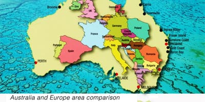 Mapa da europa, na Austrália