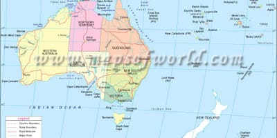 Mapa da Austrália continente
