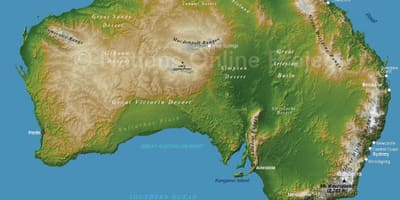 Mapa de elevação da Austrália