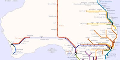 Mapa ferroviário da Austrália