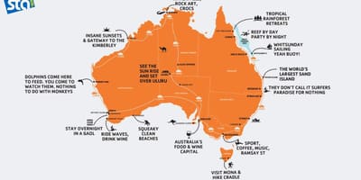 Mapa da Austrália praia