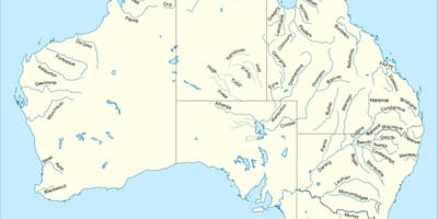 Rios na Austrália mapa