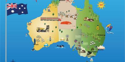 Austrália mapa de atrações turísticas
