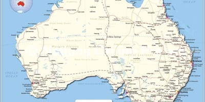 Austrália mapa com cidades