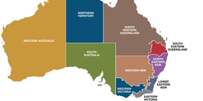 Mapa das regiões da Austrália