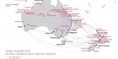 Mapa da virgin Australia voo